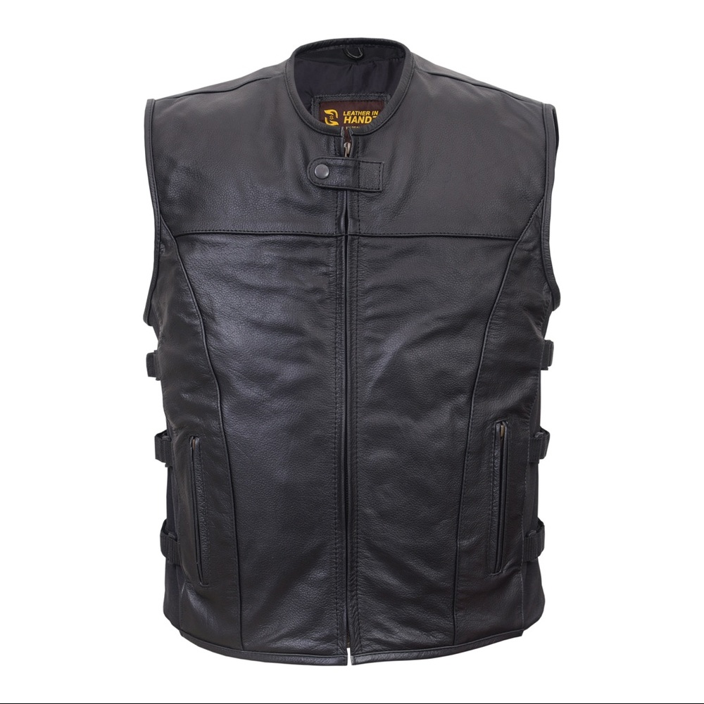 Men motorcycle swat concealed carry leather vest